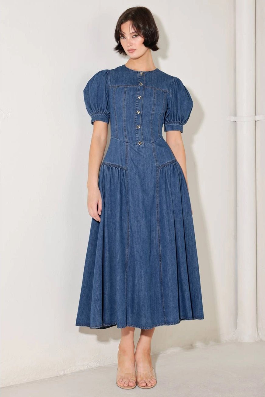 Amelia Denim Dream Midi Dress - Hylera - - image_size - Amelia Denim Dream Midi Dress