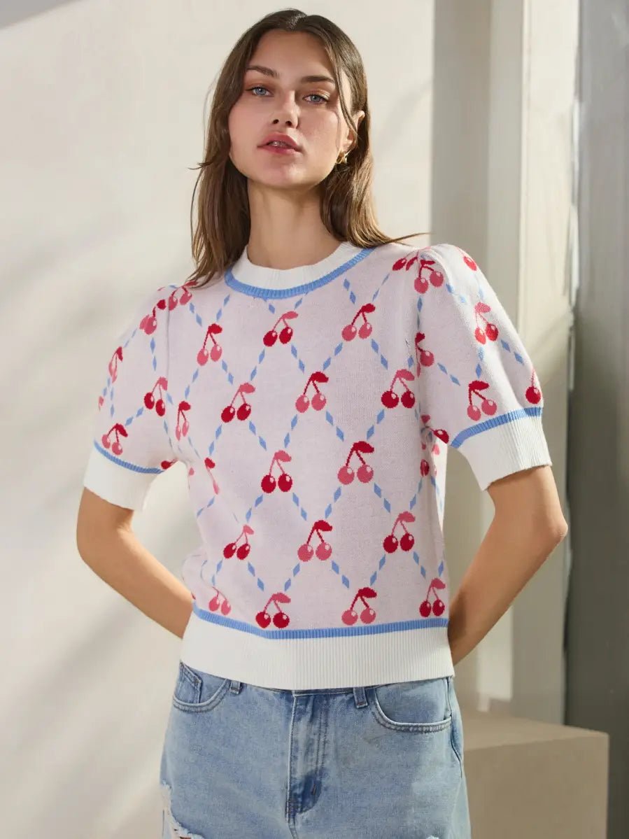 Cherry in Red Knitwear Sweater - Hylera #image_size# - #original_value#