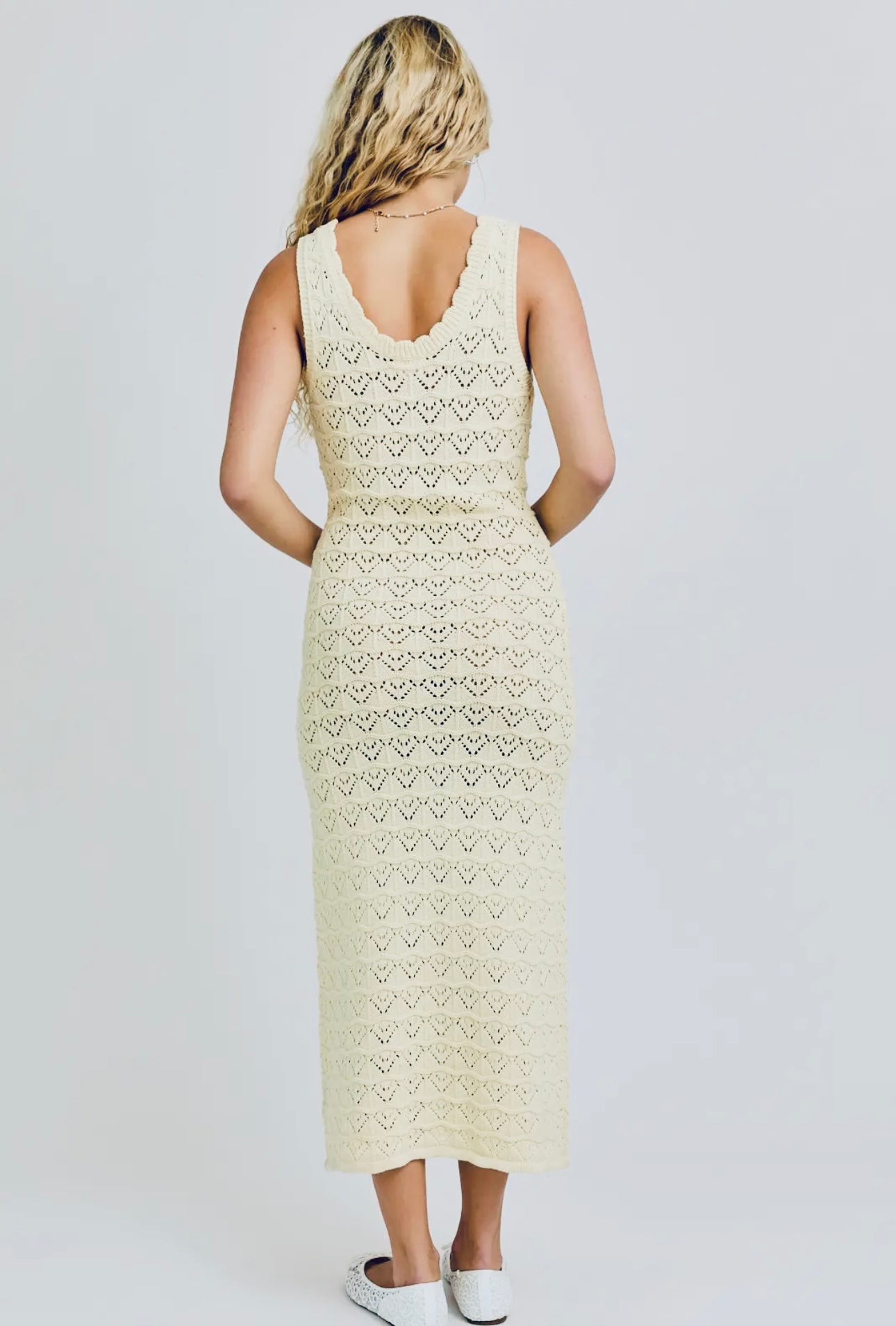 Matty Bow Scalloped Maxi Dress - Hylera - HLY89841 - image_size