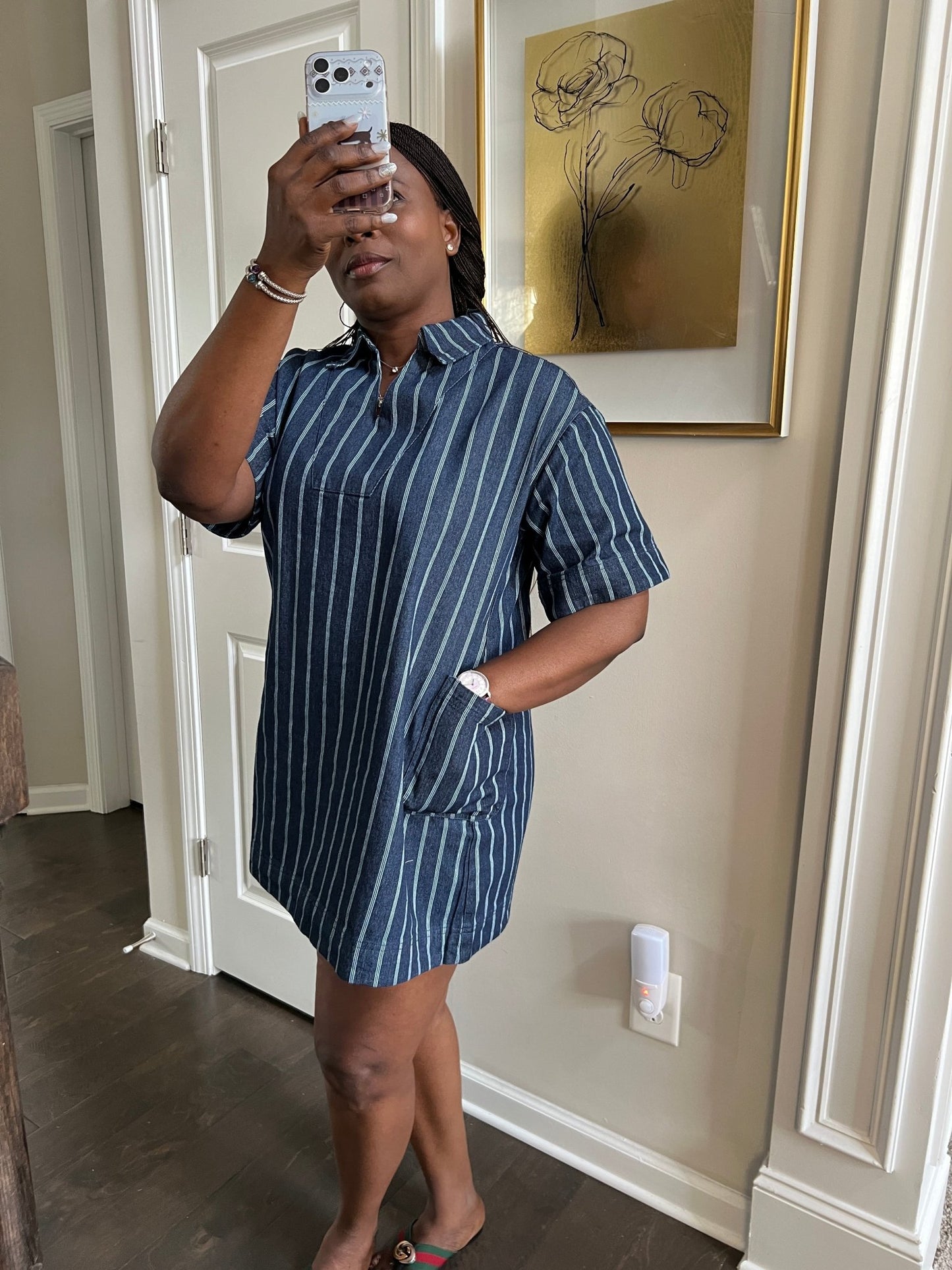 Vertical Denim Short Dress - Hylera - - image_size - Vertical Denim Short Dress