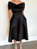 “Perse“ off-shoulder dress-Sand+Silk