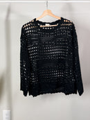 Gabby Crochet Women's Casual Oversized Fit Top-Sand+Silk