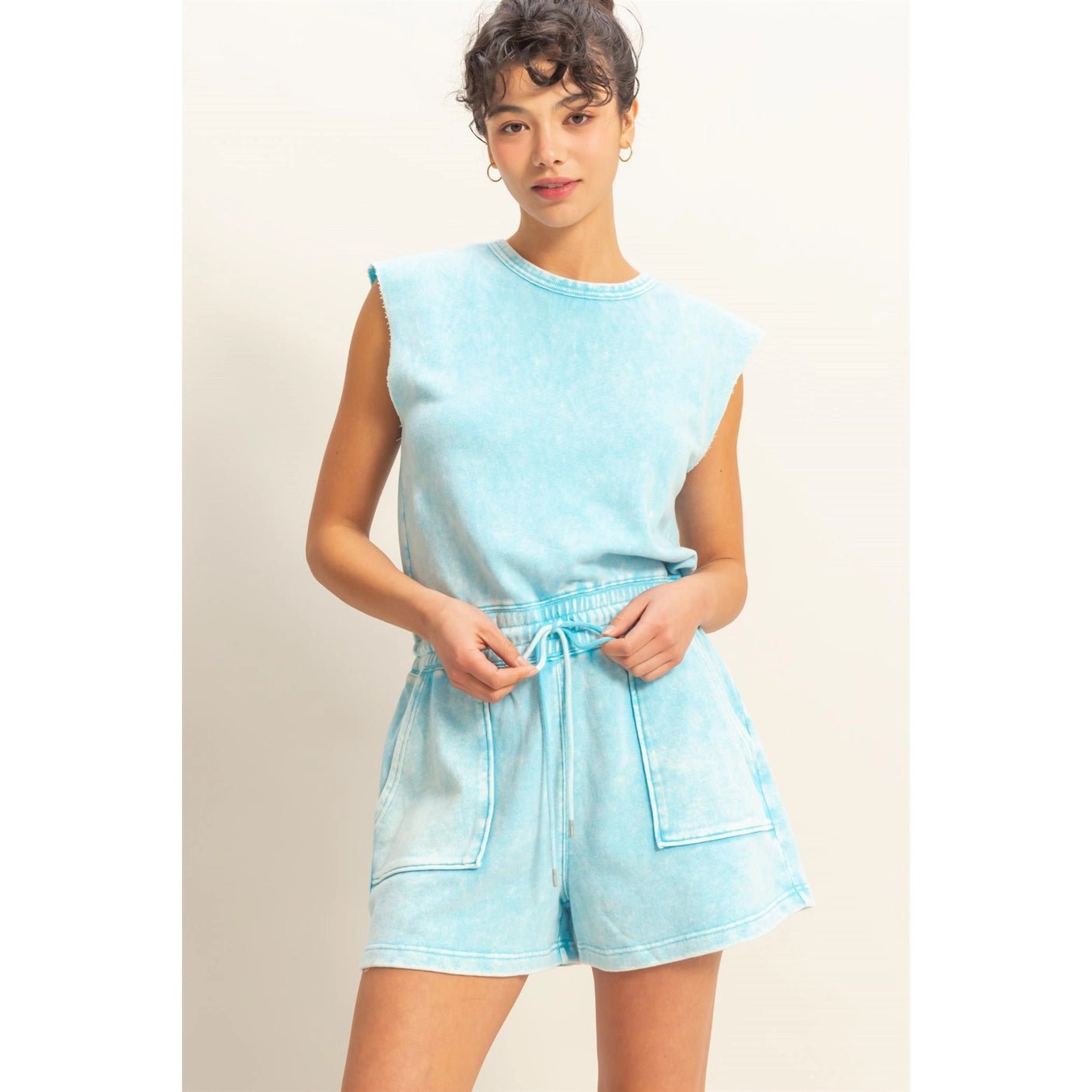 Adelle Blue Draw - string Playsuit - Hylera - HLY909801 - image_size