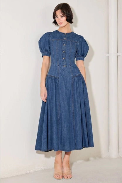 Amelia Denim Dream Midi Dress - Hylera -  - image_size - Amelia Denim Dream Midi Dress