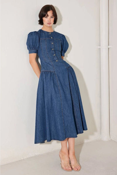 Amelia Denim Dream Midi Dress – Hylera