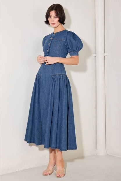 Amelia Denim Dream Midi Dress - Hylera -  - image_size - Amelia Denim Dream Midi Dress