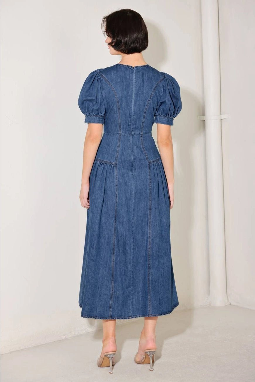 Amelia Denim Dream Midi Dress - Hylera -  - image_size - Amelia Denim Dream Midi Dress