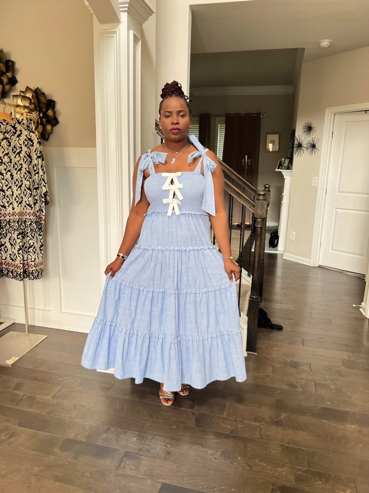 Amelia Glamour Striped Smocked Dress