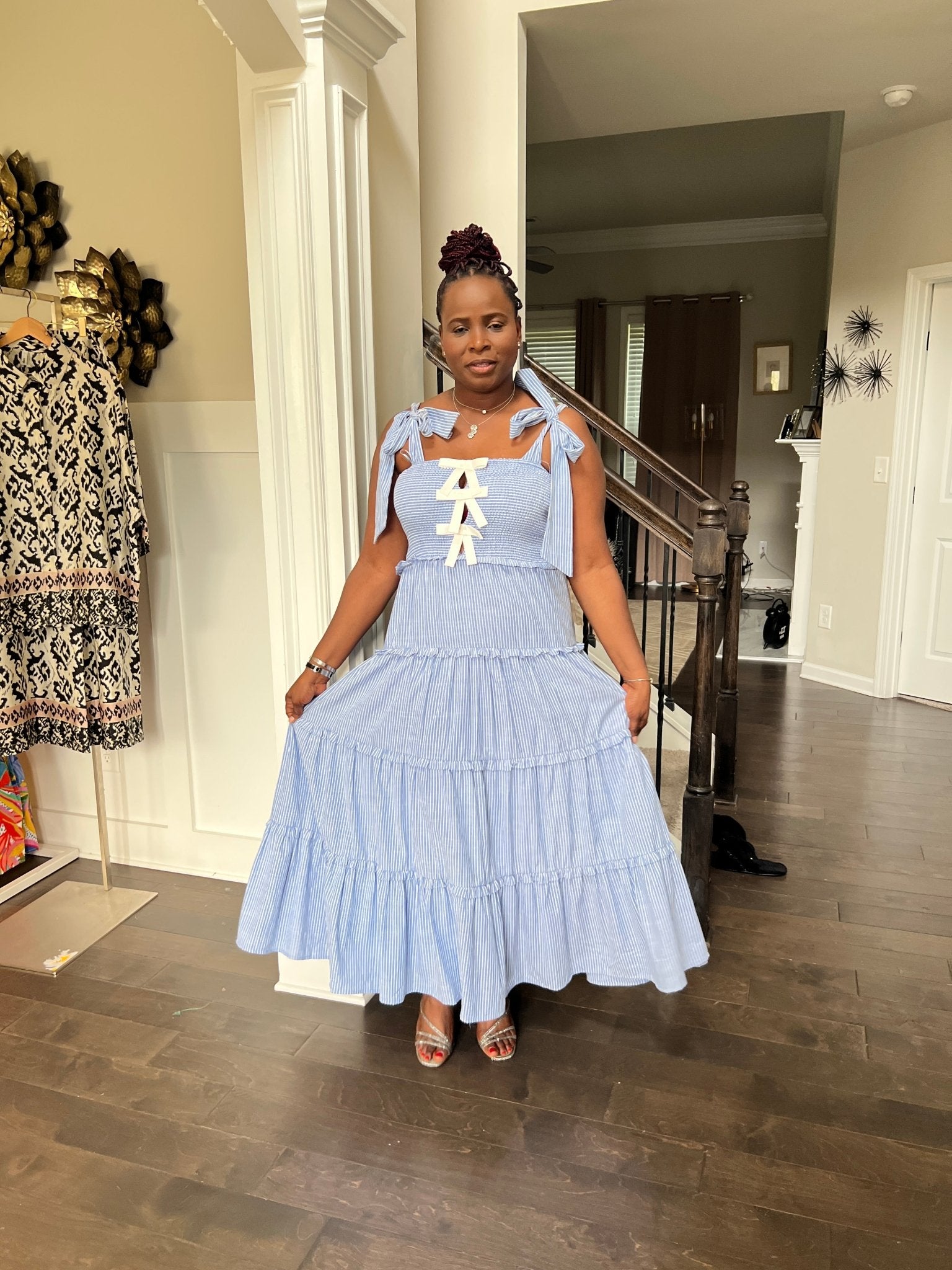 Amelia Glamour Striped Smocked Dress