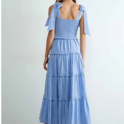 Amelia Glamour Striped Smocked Dress - Hylera - HLY30301 - image_size - Amelia Glamour Striped Smocked Dress