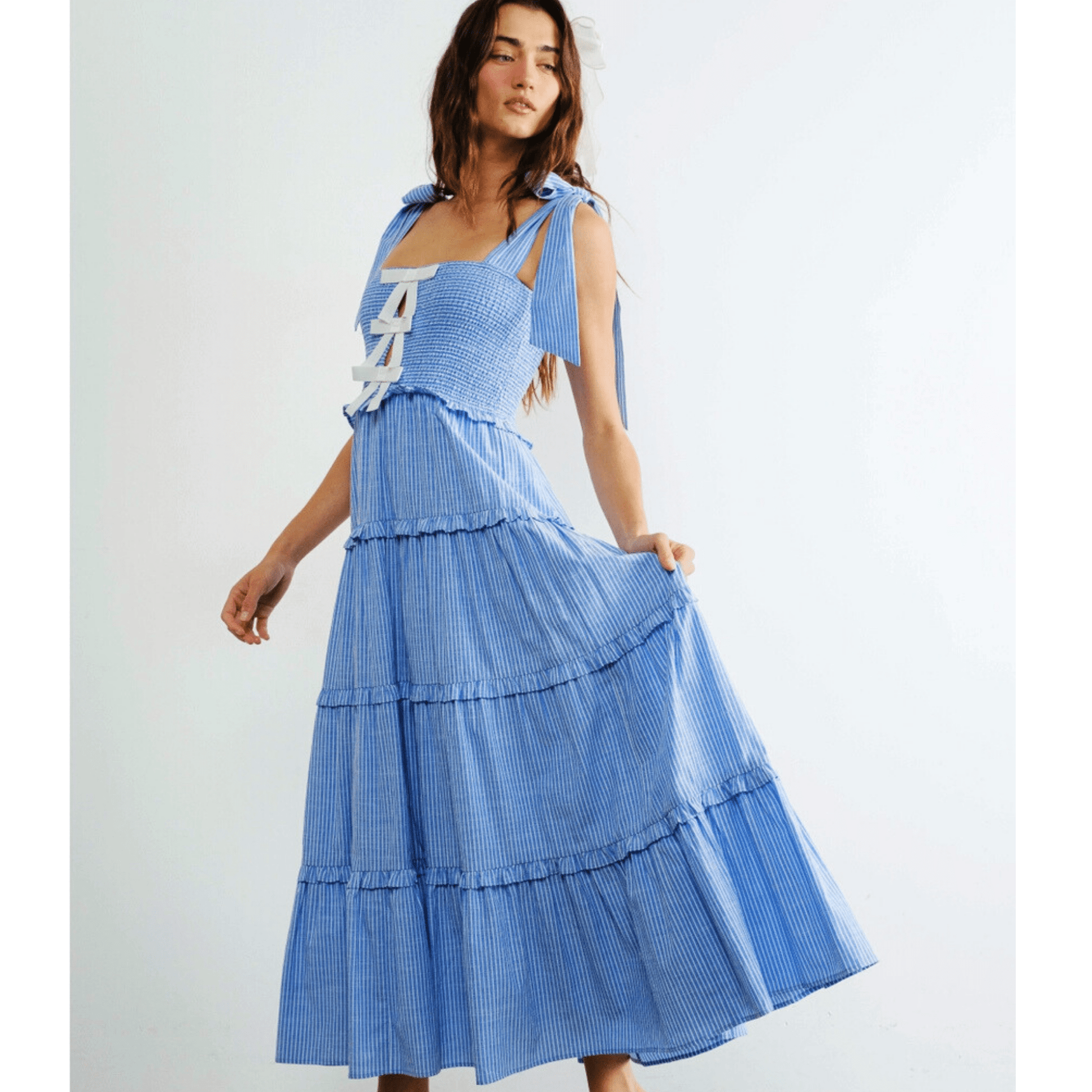 Amelia Glamour Striped Smocked Dress - Hylera - HLY30301 - image_size - Amelia Glamour Striped Smocked Dress
