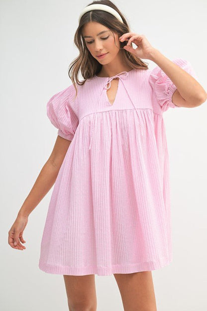 Betsey Pink Gingham Mini Dress - Hylera - HLY929302 - image_size
