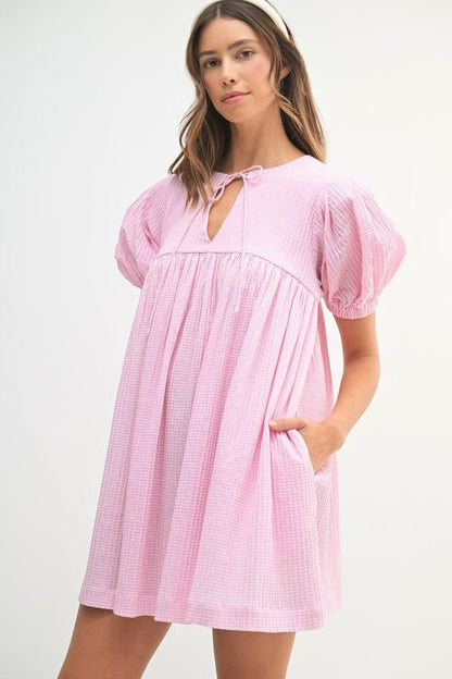 Betsey Pink Gingham Mini Dress - Hylera - HLY929302 - image_size
