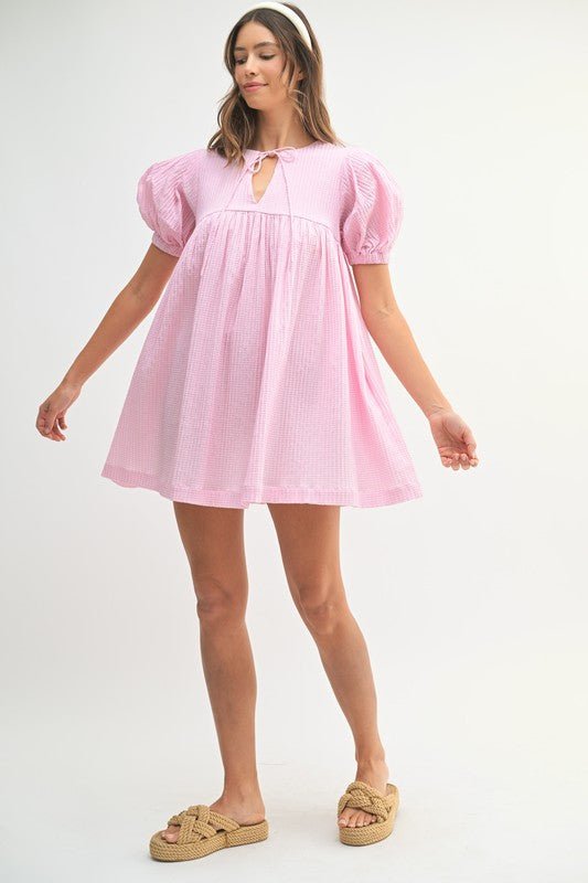 Betsey Pink Gingham Mini Dress - Hylera - HLY929302 - image_size