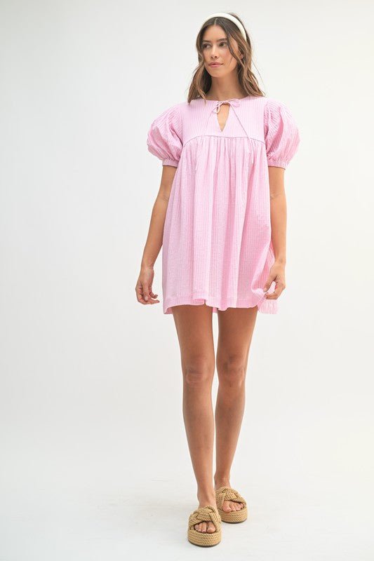 Betsey Pink Gingham Mini Dress - Hylera - HLY929302 - image_size