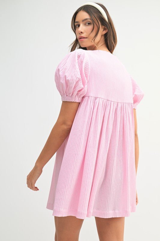 Betsey Pink Gingham Mini Dress - Hylera - HLY929302 - image_size