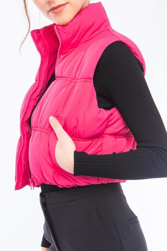 Camina Bettie Cropped Puffer Vest - Hylera - HY-SS3267P - image_size - Bettie Cropped Puffer Vest