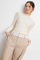 Betty Ribbed Mock Neck Casual Top - Hylera - HY-SC891C