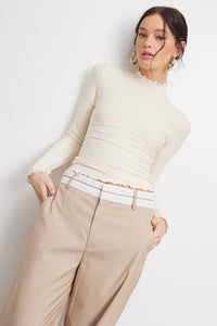 Betty Ribbed Mock Neck Casual Top - Hylera - HY-SC891C