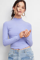 Betty Ribbed Mock Neck Casual Top - Hylera - HY-SC891C