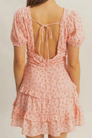 Bimbbie Peach Floral Mini Dress - Hylera - HLY766801 - image_size - Bimbbie Floral Mini Dress