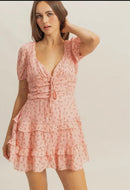 Bimbbie Peach Floral Mini Dress - Hylera - HLY766801 - image_size - Bimbbie Floral Mini Dress