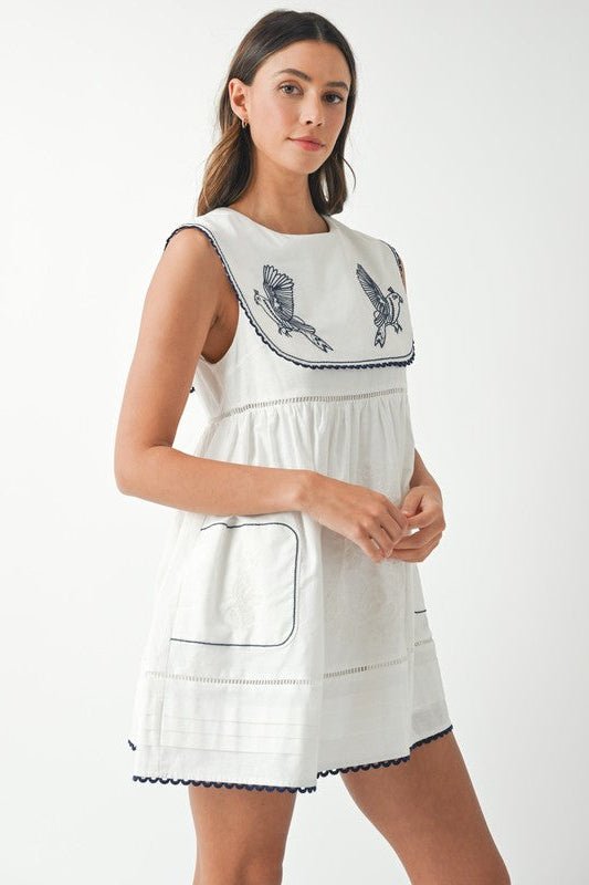 Birdsong Embroidered Mini Dress - Hylera - HLY780912 - image_size