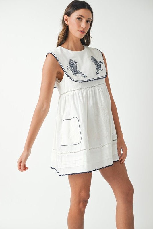 Birdsong Embroidered Mini Dress - Hylera - HLY780912 - image_size