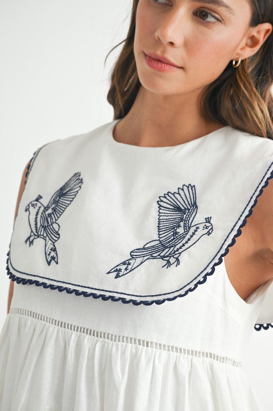 Birdsong Embroidered Mini Dress