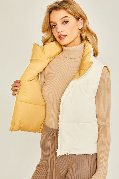 Bovvi Women's Reversible Puffer Vest - Hylera - HY-12432C - image_size - Bovvi Women's Reversible Puffer Vest