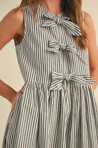 Brianne Bow Dress - Striped Sleeveless with Bow Detail for Women - Hylera -  - image_size - Brianne Bow Dress - Striped Sleeveless with Bow Detail for Women