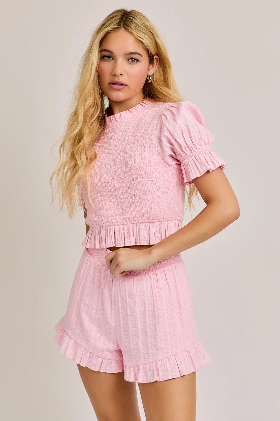 Bubble Gum Girl Smocked Two-Piece Set