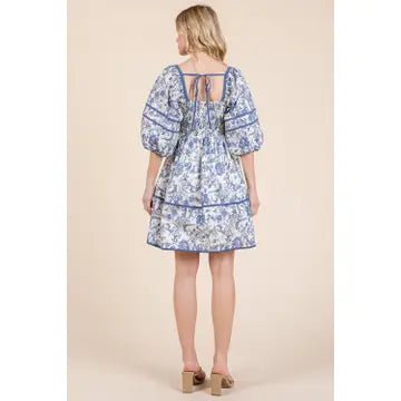 Cadence Blue Floral and Woodland Animal Dress