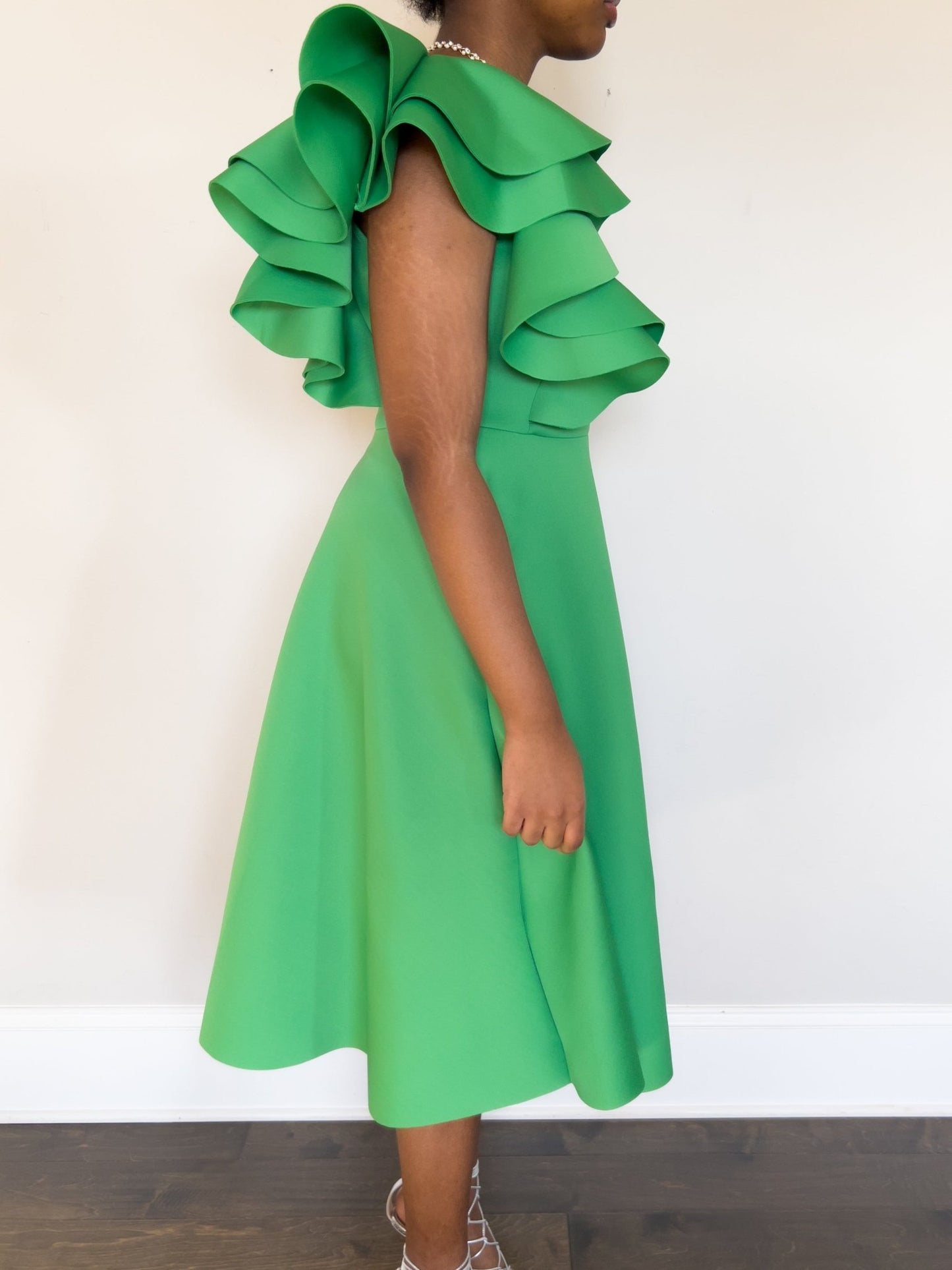 Cali Women's One - Shoulder Green Dress - Hylera - HY-SS5633G - image_size