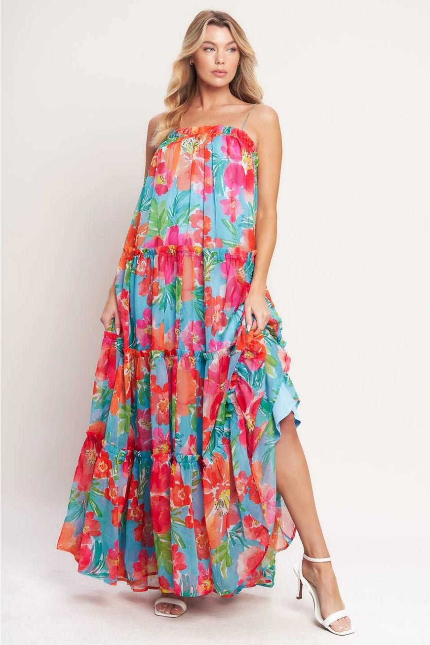 Caribbean Vacation Flowy Dress - Hylera -  - image_size - Caribbean Vacation Flowy Dress