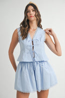 Chambel Blue Lace-Trim Shorts Set - Hylera - HLY556602 - image_size