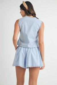 Chambel Blue Lace-Trim Shorts Set - Hylera - HLY556602 - image_size