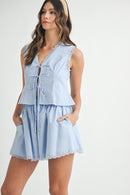 Chambel Blue Lace-Trim Shorts Set - Hylera - HLY556602 - image_size