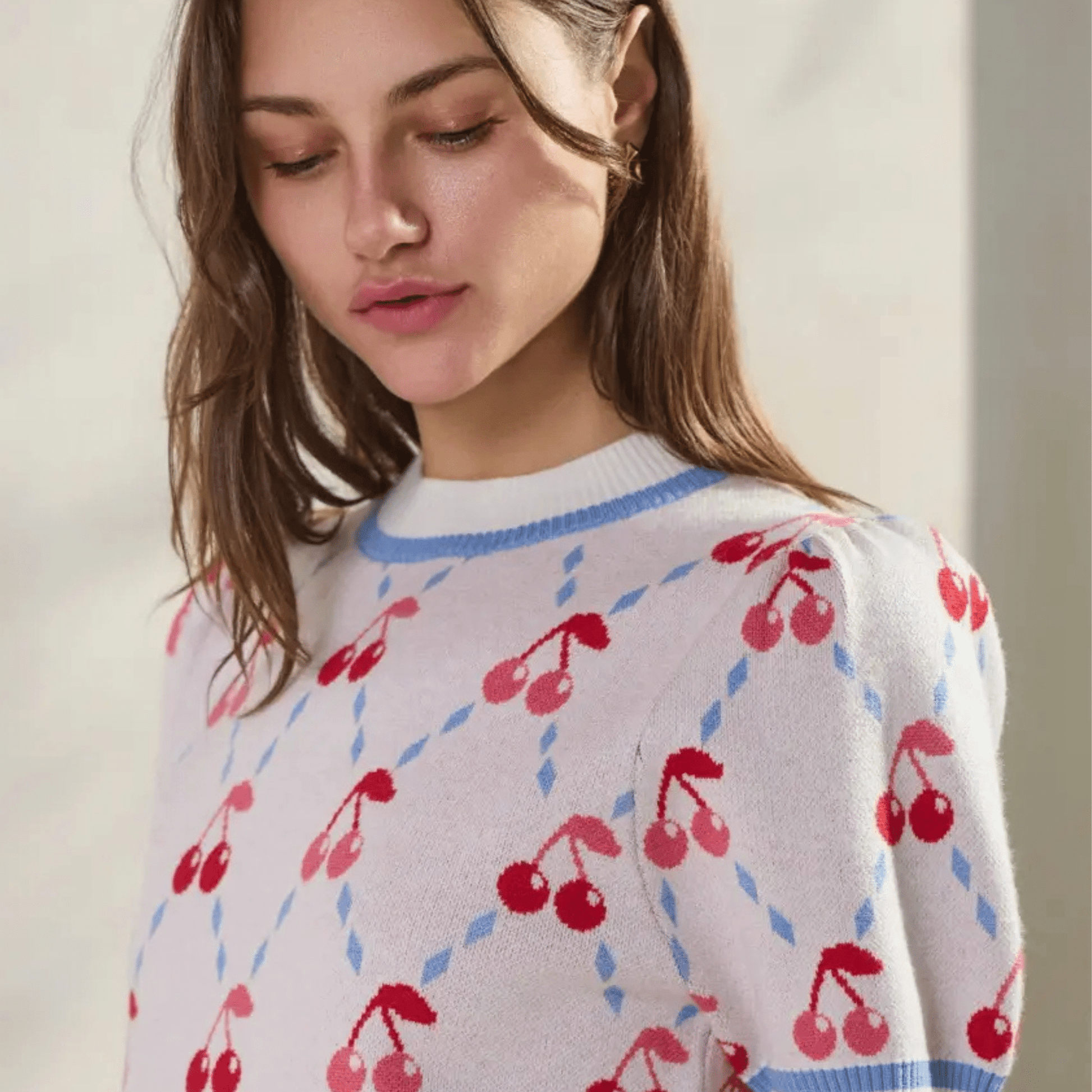 Cherry in Red Knitwear Sweater - Hylera - HYL5646 - image_size - Cherry in Red Knitwear Sweater