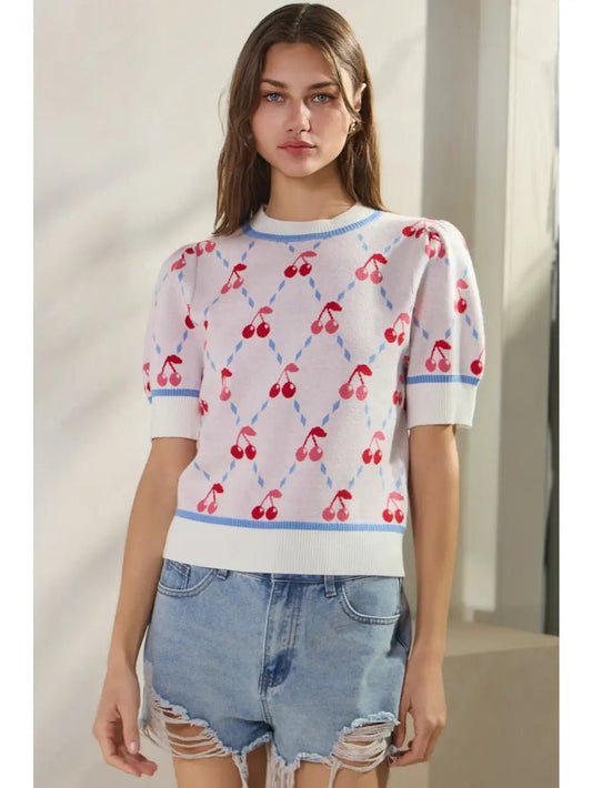Cherry in Red Knitwear Sweater - Hylera #image_size# - #original_value#