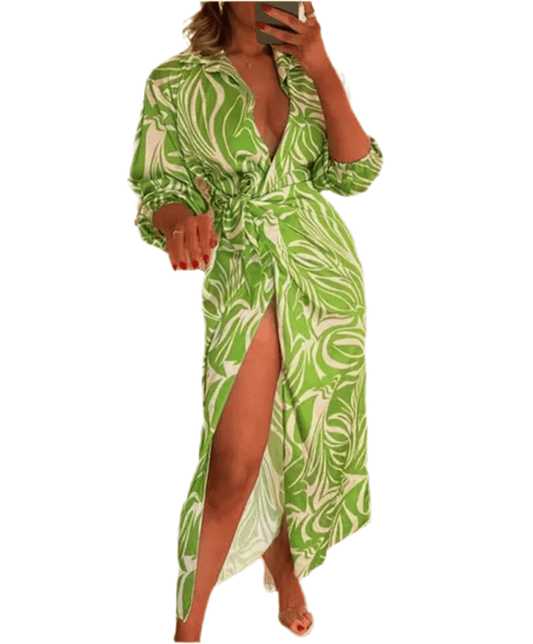 Dalene Side Slit Women's Dress - Hylera - HY-SS54033G - image_size - Dalene Side Slit Women's Dress