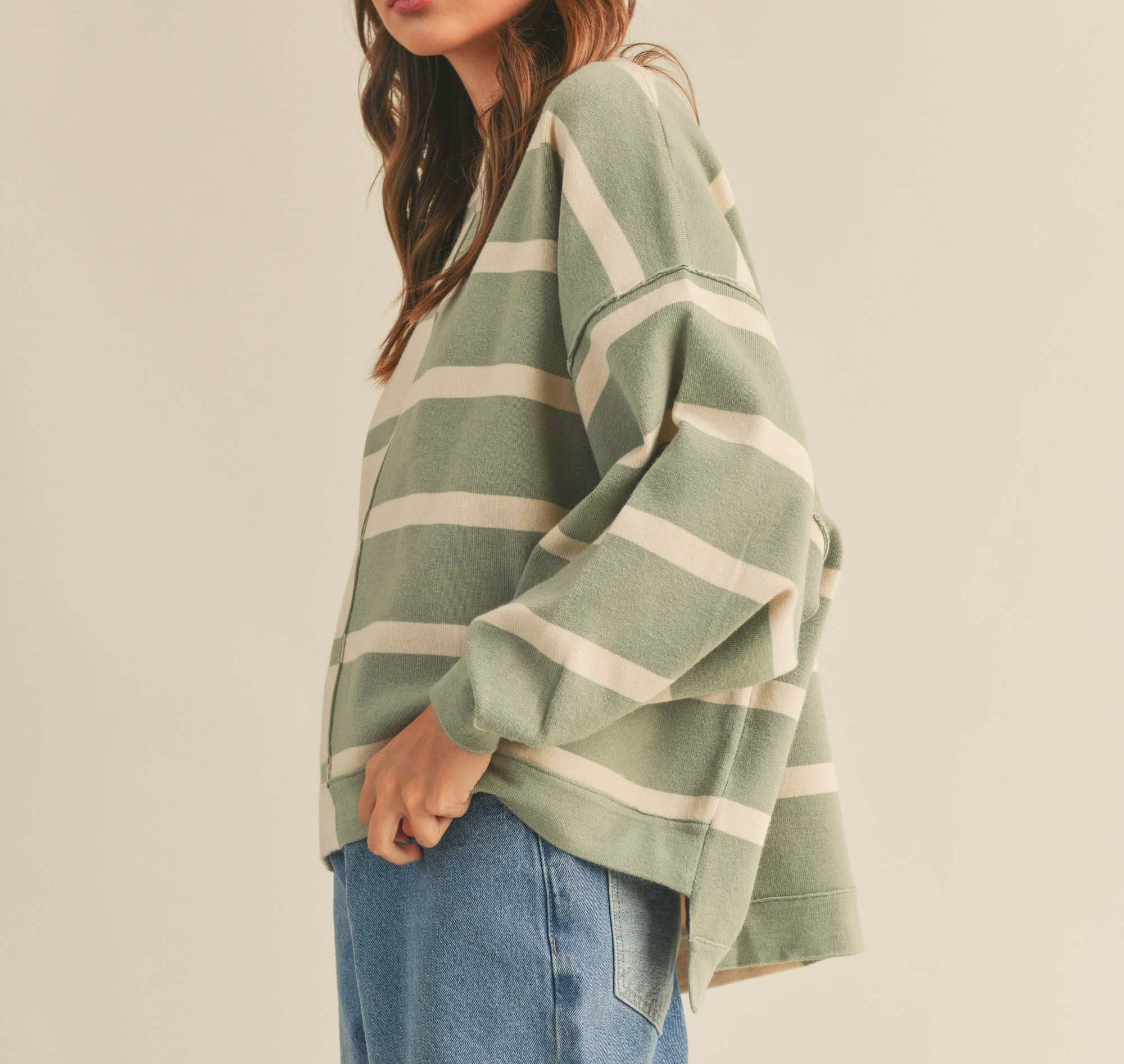 Dame Color Block Stripe Sweatshirt