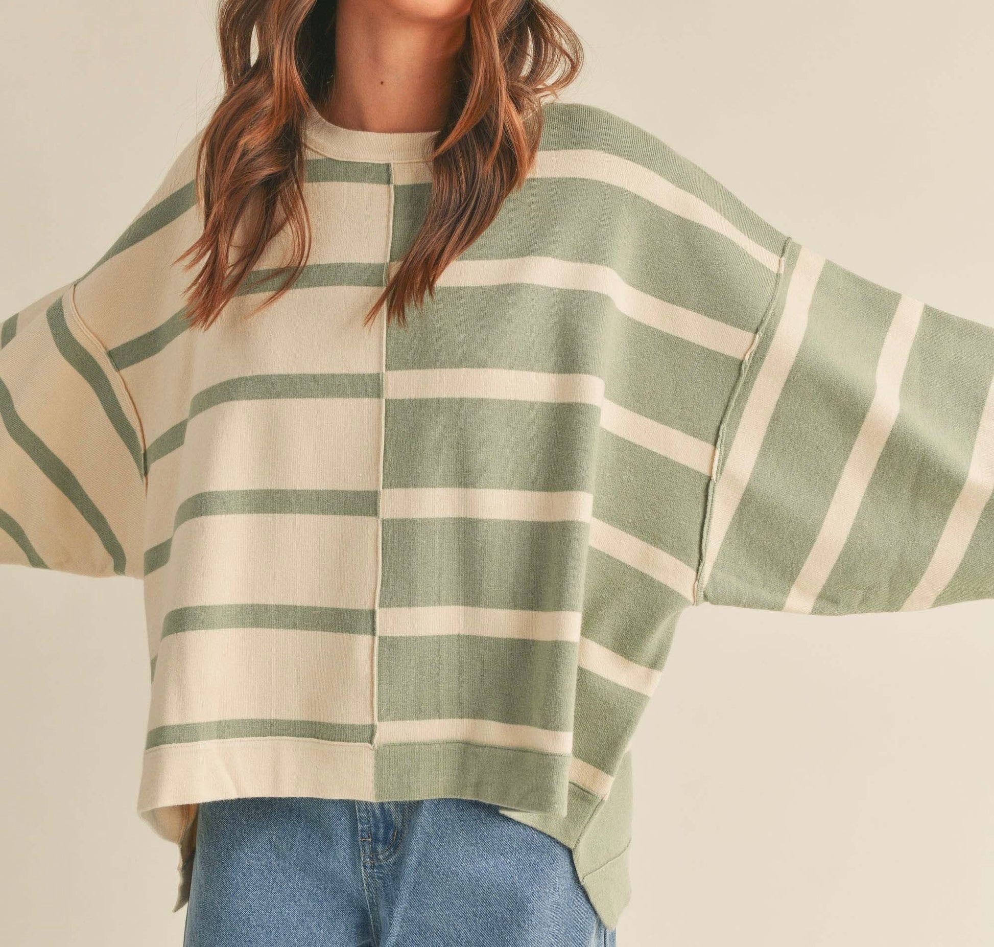 Dame Stripe Sweatshirt - Hylera - HLY4097 - image_size - Dame Stripe Sweatshirt