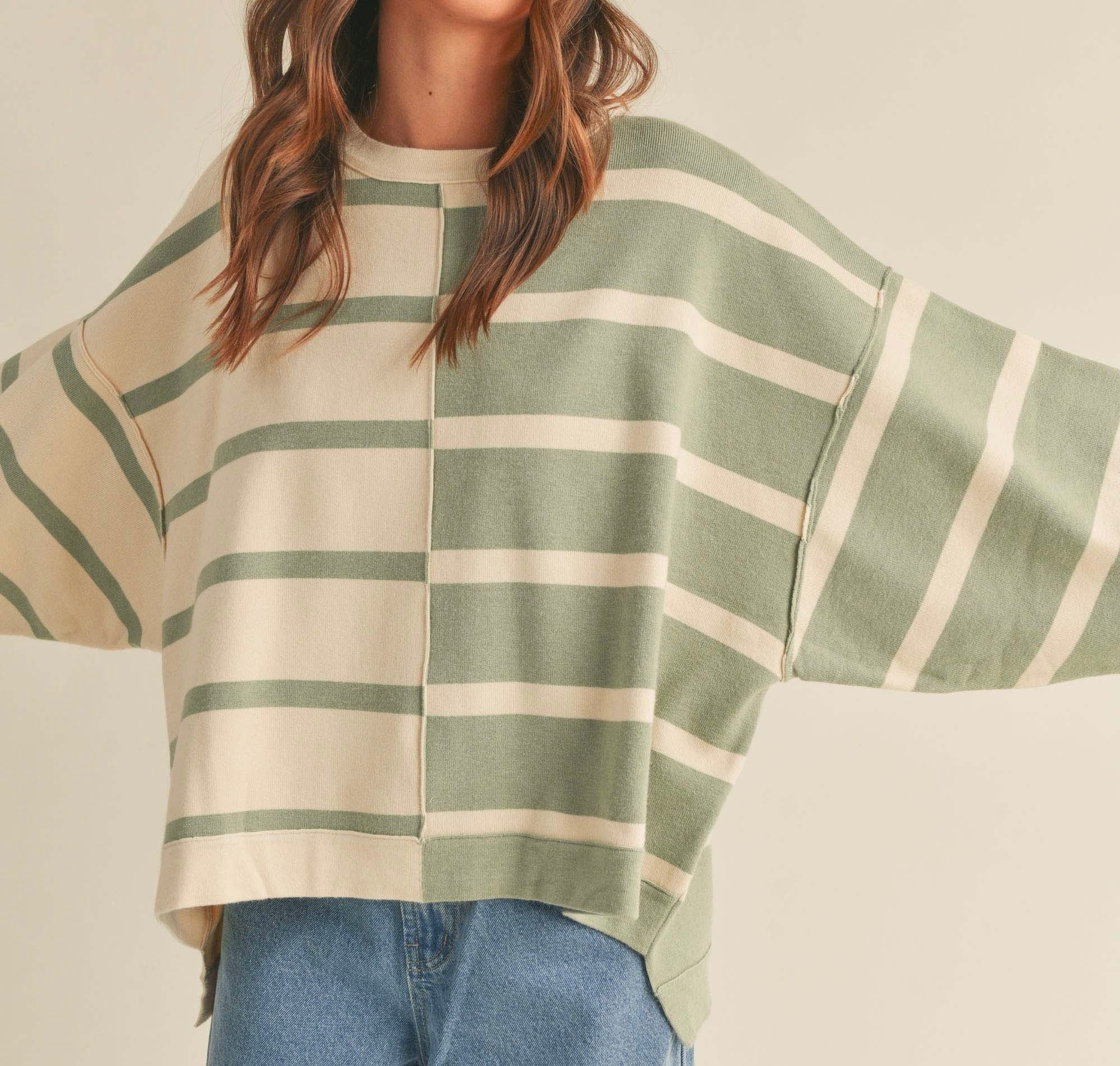 Dame Color Block Stripe Sweatshirt