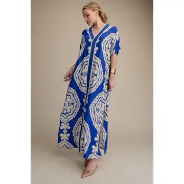 Derby Blue Slit Dress - Hylera - HLY30678 - image_size - Derby Blue Slit Dress