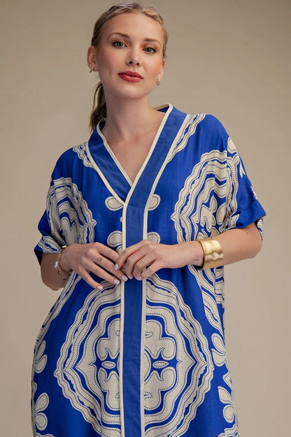 Derby Blue Slit Dress - Hylera - HLY30678 - image_size - Derby Blue Slit Dress