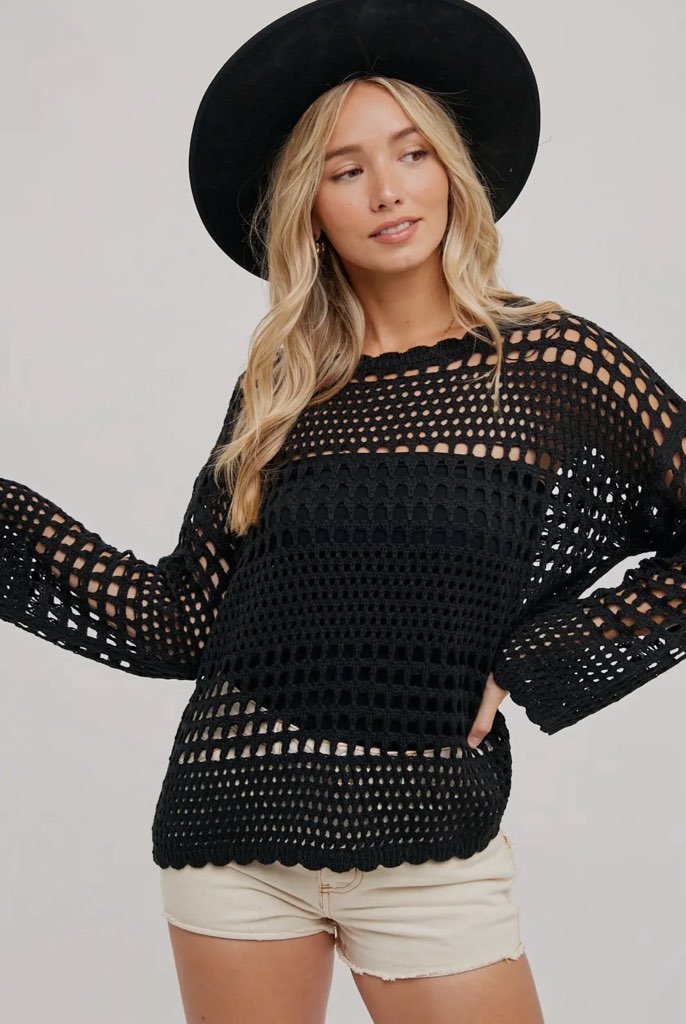 Gabby Crochet Women's Casual Oversized Fit Top - Hylera - HY-SS3333 - image_size