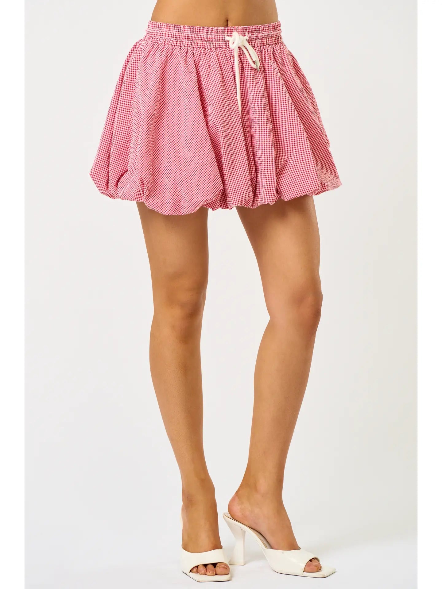 Gingham Balloon with String Skirt - Hylera - HLY42421 - image_size - Gingham Balloon with String Skirt