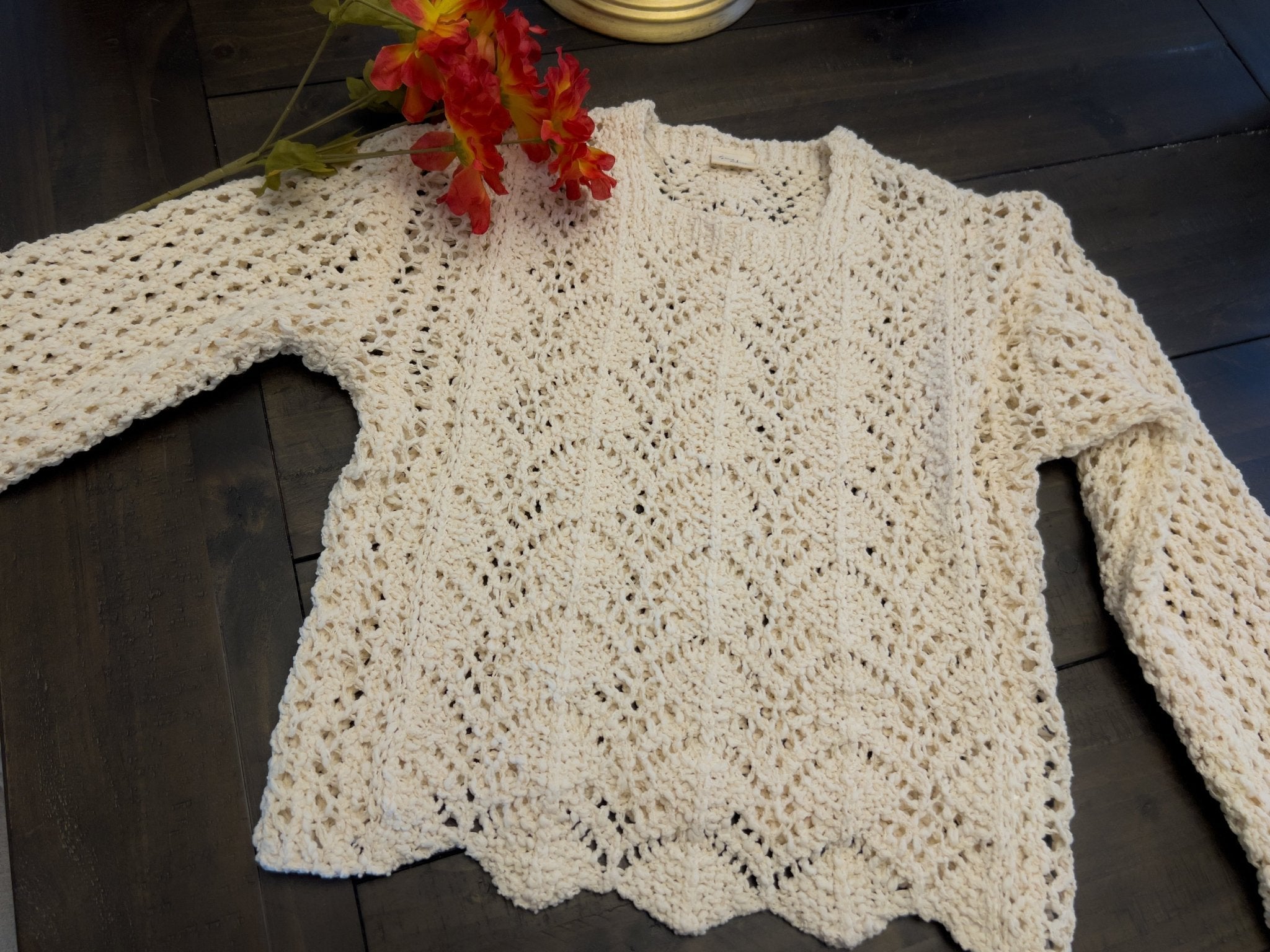 Mari Cream Crochet Women's Two - piece Set. - Hylera - HY-SS1852C - image_size