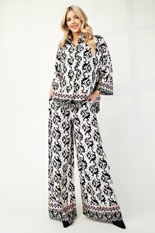Nicole Kay Paisley Printed Pant Set - Hylera - HLY2954F-1 - image_size - Nicole Printed Pant Set